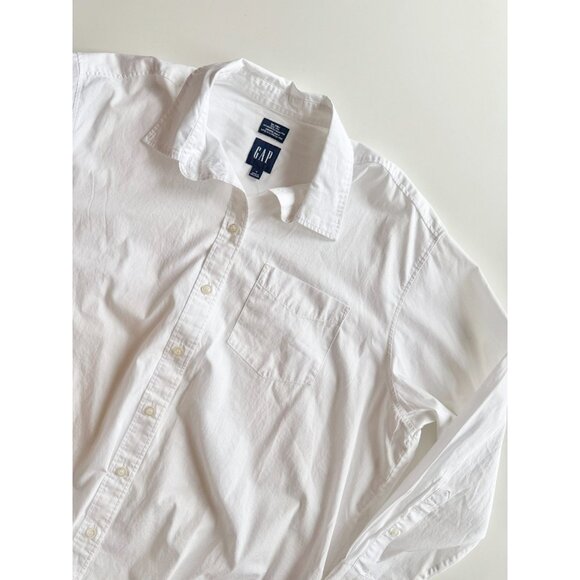 NWT GAP Optic White Organic Cotton Poplin Oversized Button-Up Big Shirt, Size M - Picture 6 of 16